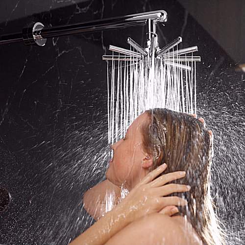 Cloudburst fixed shower head and arm technical image