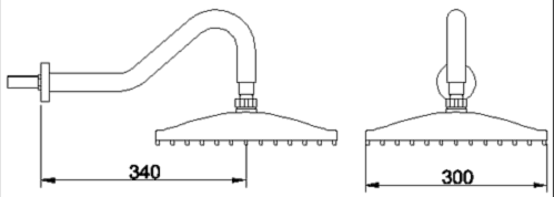 12" Sunflower fixed shower head and arm technical image