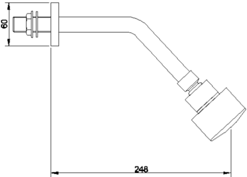 Kew fixed shower head and arm technical image