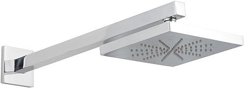 Minimalist Square Fixed Shower Head And Arm 150mm x 150mm. technical image