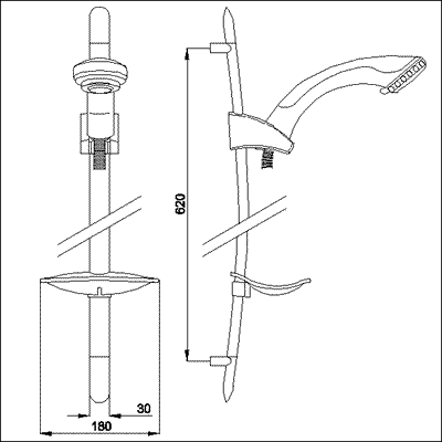 Curved slide rail kit with multi function handset technical image