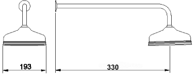 8" Apron fixed shower head and arm technical image