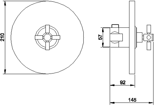 X Head Sequential concealed thermostatic valve technical image