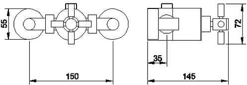 Sequential Thermostatic Shower Valve & Slide Rail. technical image