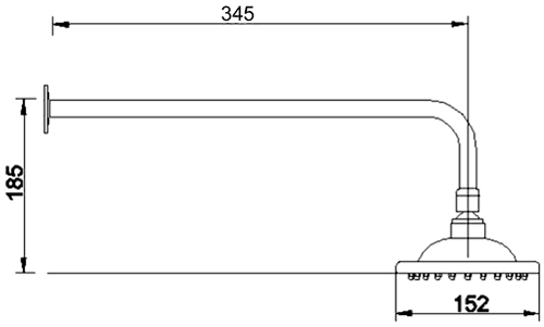 Traditional 6" fixed shower head and arm technical image