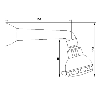 Modern 3 function fixed shower head and arm technical image