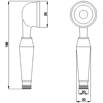 Small traditional handset in antique gold. technical image
