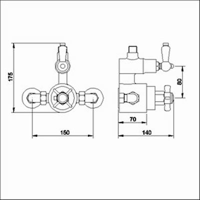 1/2" Twin Exposed Shower Valve (Gold, Special Order) technical image