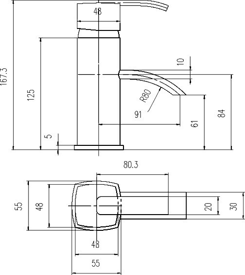 Mono Basin Mixer Tap With Pop Up Waste (Chrome). technical image