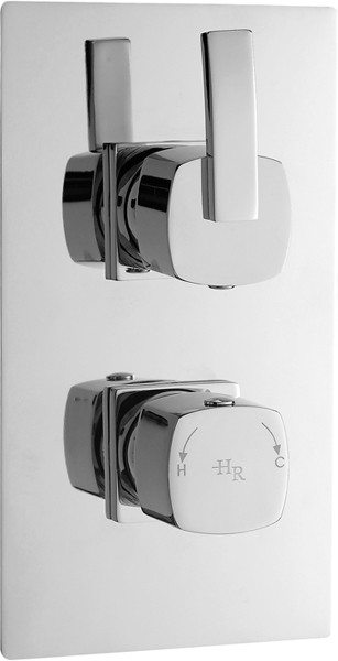 Twin Thermostatic Shower Valve (Chrome). technical image