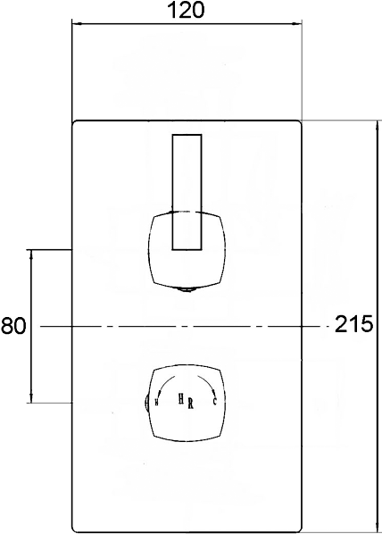 Twin Thermostatic Shower Valve (Chrome). technical image