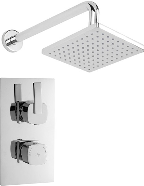 Twin Thermostatic Shower Valve & Fixed Head. technical image