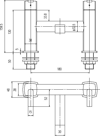 Basin Mixer & Bath Filler Tap Set (Chrome). technical image