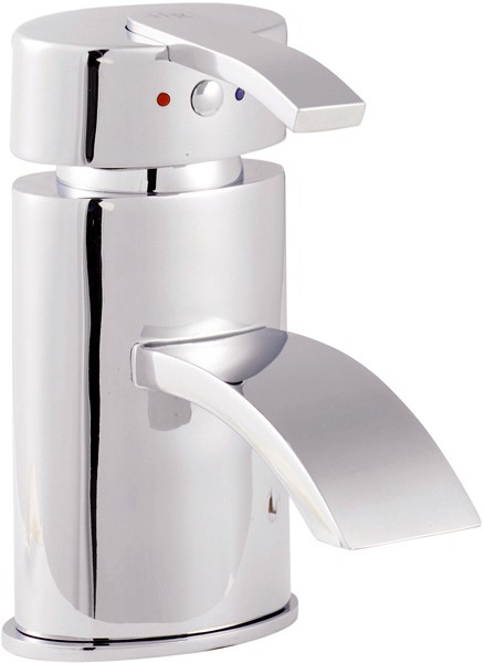 Mono Basin Mixer Tap With Pop Up Waste (Chrome). technical image