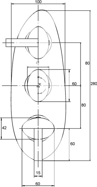 Triple Concealed Thermostatic Shower Valve. technical image