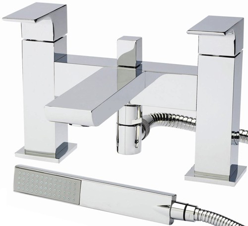 Bath Shower Mixer Tap With Shower Kit (Chrome). technical image