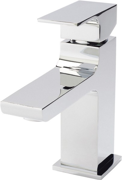 Mono Basin Mixer Tap With Push Button Waste (Chrome). technical image