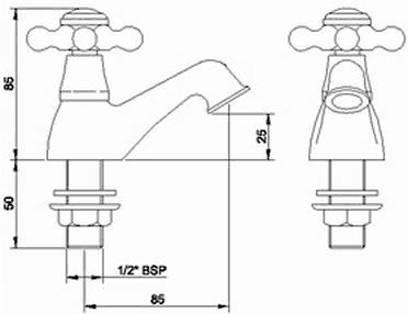 Basin taps (pair) technical image