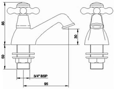 Bath taps (pair) technical image