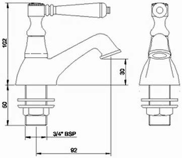 Lever bath taps (pair) technical image