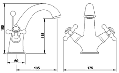 Mono basin mixer + free pop up waste. technical image