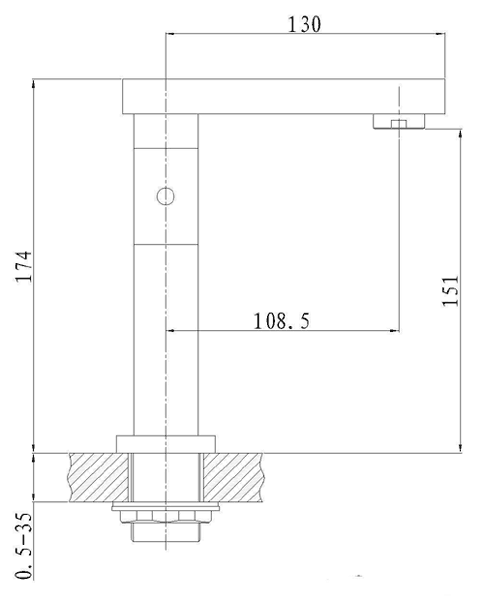 Mono Basin Mixer With Free Push Button Basin Waste. technical image