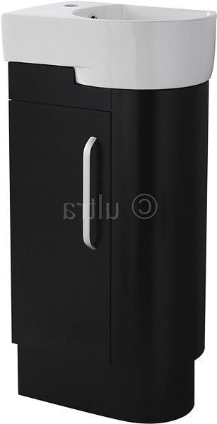 Cloakroom Vanity Unit (Right Handed, Black). 410x850x270mm. technical image