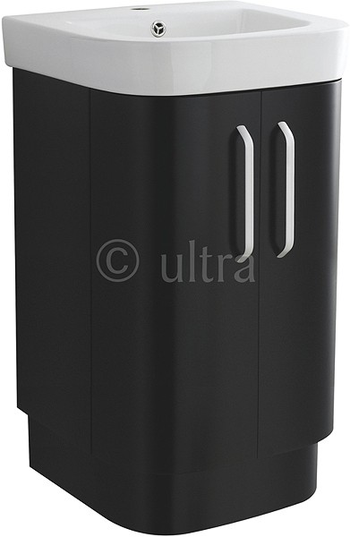 Vanity Unit With Ceramic Basin (Black). 500x850x450mm. technical image