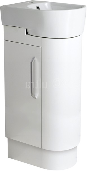 Cloakroom Vanity Unit (Right Handed, White). 410x850x270mm. technical image