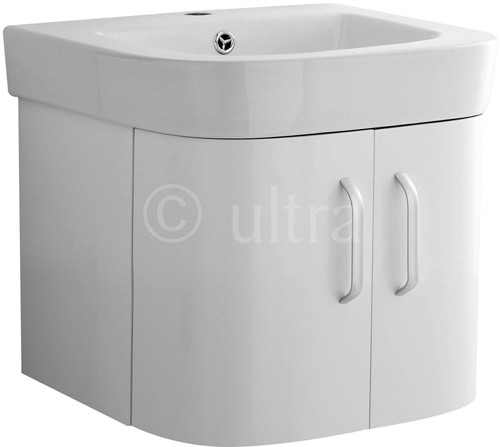 Wall Hung Vanity Unit With Ceramic Basin (White). 500x450mm. technical image