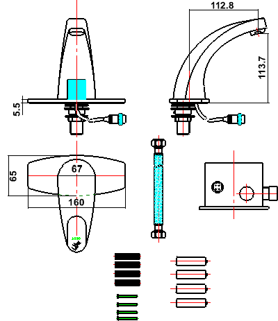 Ultra Electronic Basin Filler (Battery powered) technical image
