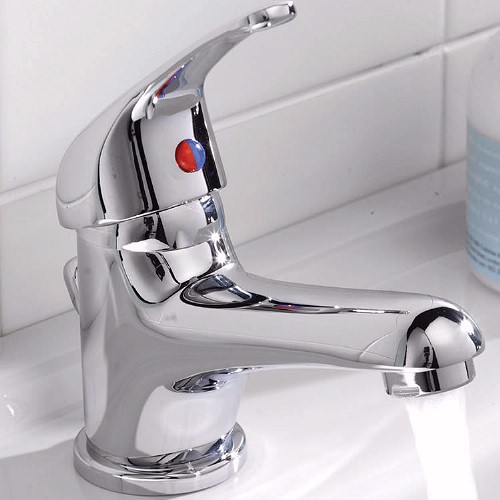 Single lever mono basin mixer tap (Chrome) + Free pop up waste technical image