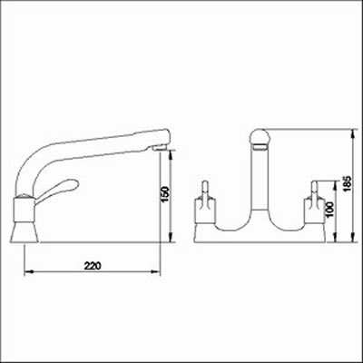 Dual flow sink mixer technical image