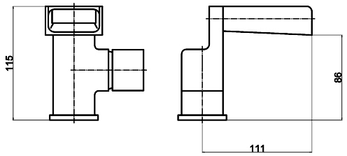 Waterfall Basin Tap (Chrome). technical image