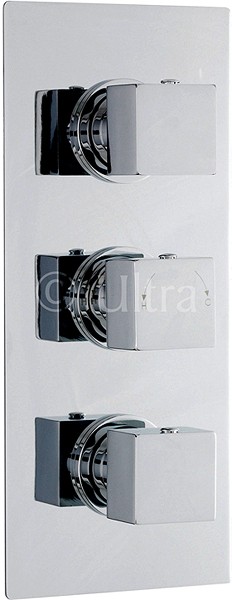 Triple Concealed Thermostatic Shower Valve (Chrome). technical image