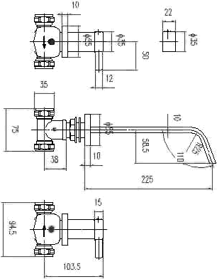 Wall Mounted Basin Mixer & Bath Filler Tap Set (Chrome). technical image