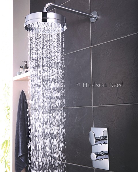 Twin Thermostatic Shower Valve & Fixed Shower Head. technical image
