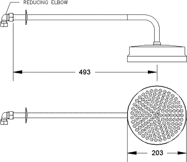 Twin Thermostatic Shower Valve & Fixed Shower Head. technical image