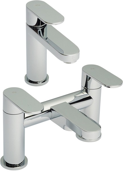 Basin Mixer & Bath Filler Tap Set (Chrome). technical image