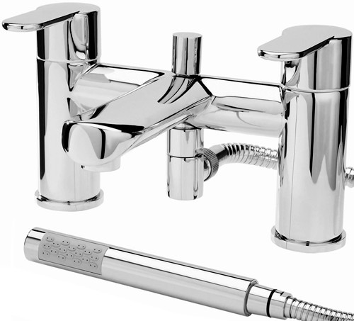 Bath Shower Mixer Tap With Shower Kit (Chrome). technical image