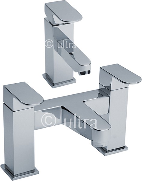 Basin Mixer & Bath Filler Tap Set (Chrome). technical image