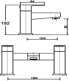 Basin Mixer & Bath Filler Tap Set (Chrome). technical image