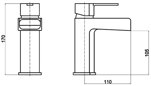 Waterfall Basin & Bath Filler Tap Set (Chrome). technical image
