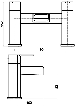 Waterfall Basin & Bath Filler Tap Set (Chrome). technical image