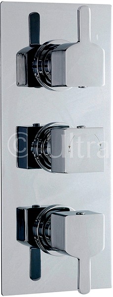 Triple Concealed Thermostatic Shower Valve (Chrome). technical image