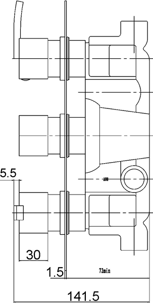 Triple Concealed Thermostatic Shower Valve (Chrome). technical image