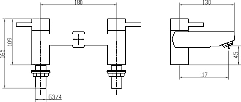 Bath Filler Tap (Chrome). technical image