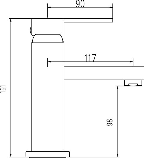 Mono Basin Mixer With Free Push Button Basin Waste. technical image