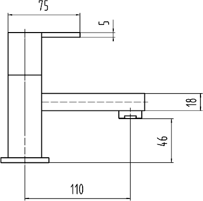 Bath Filler Tap (Chrome). technical image