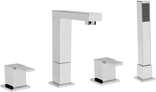 4 Tap Hole Bath Shower Mixer Tap With Shower Kit. technical image